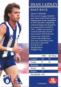 1995 Select AFL #34 Dean Laidley Back